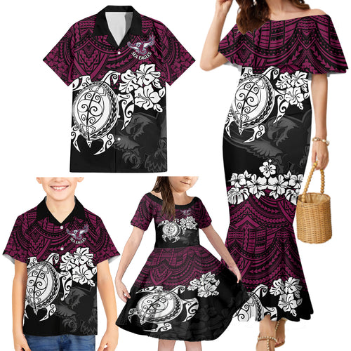 custom-sea-eagles-rugby-family-matching-mermaid-dress-and-hawaiian-shirt-silvertails-hibiscus-and-turtle-with-polynesian-pattern