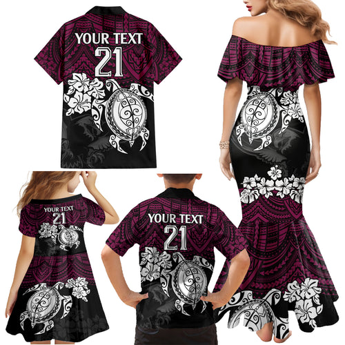custom-sea-eagles-rugby-family-matching-mermaid-dress-and-hawaiian-shirt-silvertails-hibiscus-and-turtle-with-polynesian-pattern