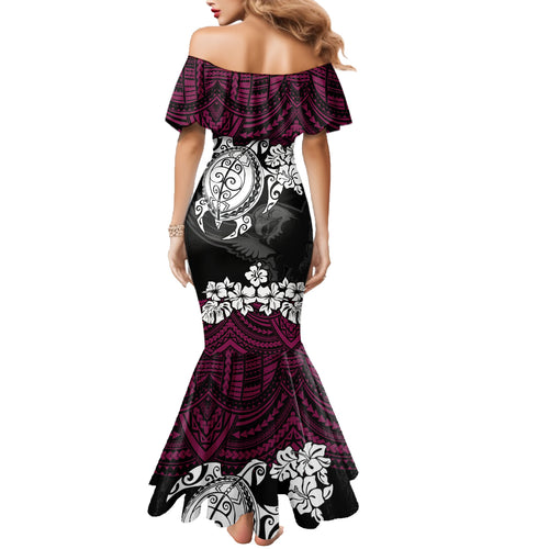 custom-sea-eagles-rugby-family-matching-mermaid-dress-and-hawaiian-shirt-silvertails-hibiscus-and-turtle-with-polynesian-pattern