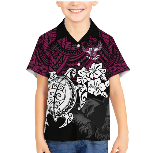 custom-sea-eagles-rugby-family-matching-mermaid-dress-and-hawaiian-shirt-silvertails-hibiscus-and-turtle-with-polynesian-pattern