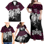 custom-sea-eagles-rugby-family-matching-off-shoulder-maxi-dress-and-hawaiian-shirt-silvertails-hibiscus-and-turtle-with-polynesian-pattern