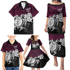 custom-sea-eagles-rugby-family-matching-puletasi-dress-and-hawaiian-shirt-silvertails-hibiscus-and-turtle-with-polynesian-pattern