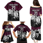 custom-sea-eagles-rugby-family-matching-puletasi-dress-and-hawaiian-shirt-silvertails-hibiscus-and-turtle-with-polynesian-pattern