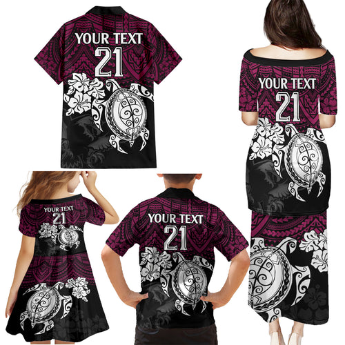 custom-sea-eagles-rugby-family-matching-puletasi-dress-and-hawaiian-shirt-silvertails-hibiscus-and-turtle-with-polynesian-pattern