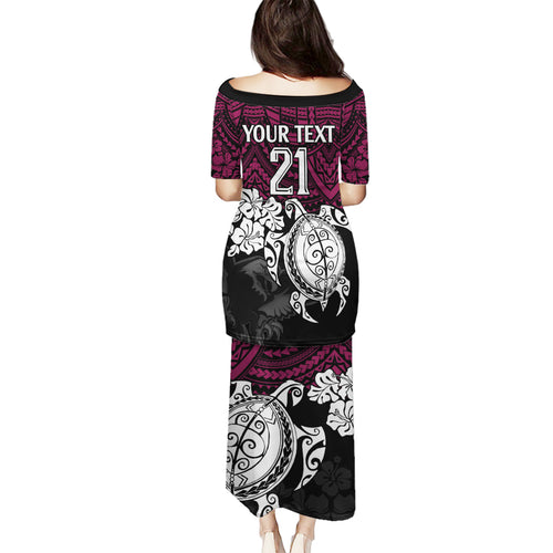custom-sea-eagles-rugby-family-matching-puletasi-dress-and-hawaiian-shirt-silvertails-hibiscus-and-turtle-with-polynesian-pattern