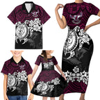 custom-sea-eagles-rugby-family-matching-short-sleeve-bodycon-dress-and-hawaiian-shirt-silvertails-hibiscus-and-turtle-with-polynesian-pattern