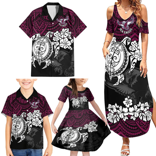 custom-sea-eagles-rugby-family-matching-summer-maxi-dress-and-hawaiian-shirt-silvertails-hibiscus-and-turtle-with-polynesian-pattern
