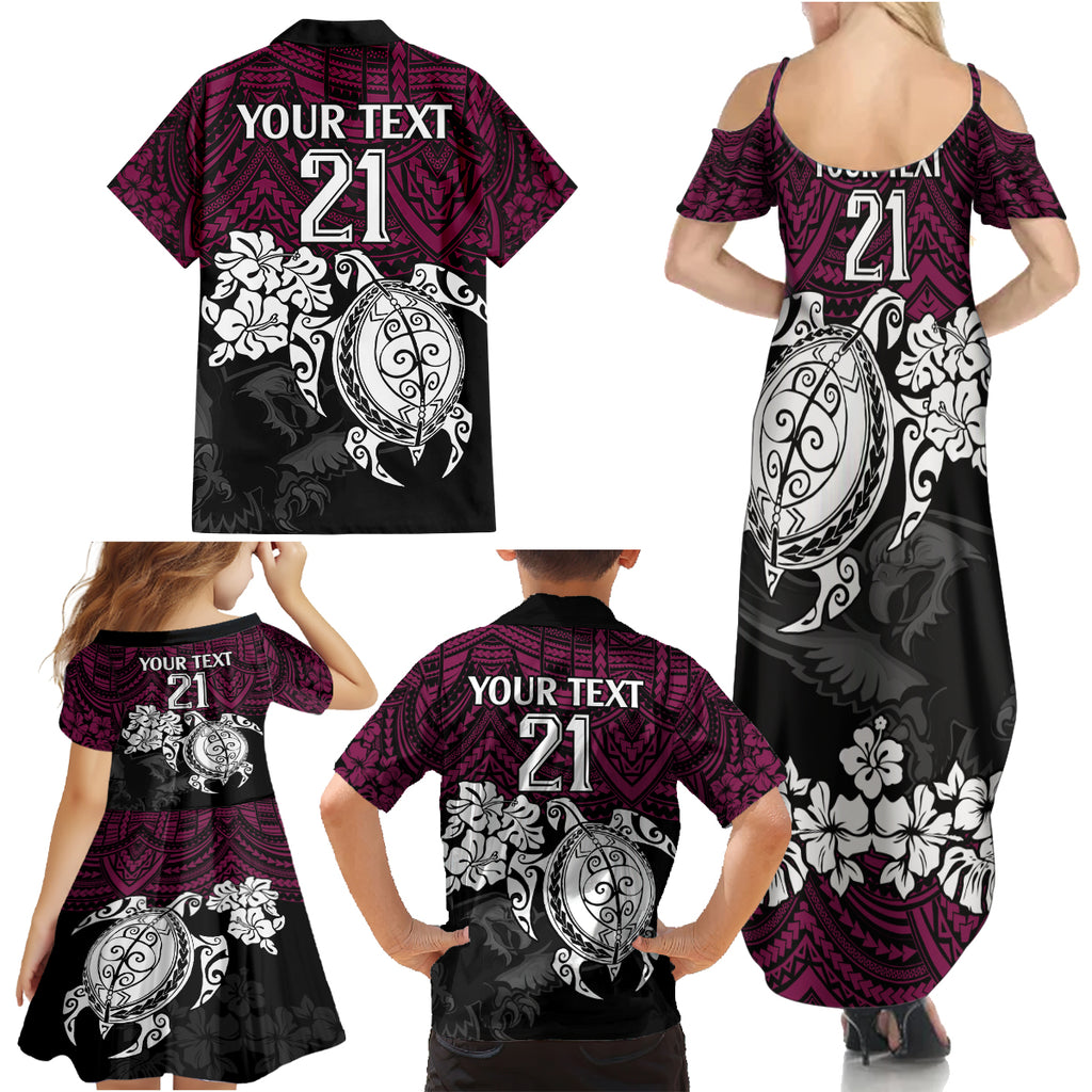 custom-sea-eagles-rugby-family-matching-summer-maxi-dress-and-hawaiian-shirt-silvertails-hibiscus-and-turtle-with-polynesian-pattern