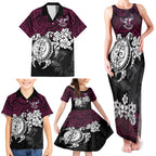 custom-sea-eagles-rugby-family-matching-tank-maxi-dress-and-hawaiian-shirt-silvertails-hibiscus-and-turtle-with-polynesian-pattern