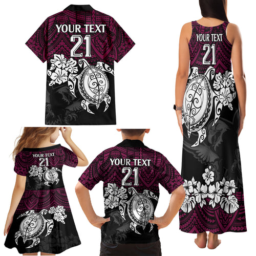 custom-sea-eagles-rugby-family-matching-tank-maxi-dress-and-hawaiian-shirt-silvertails-hibiscus-and-turtle-with-polynesian-pattern