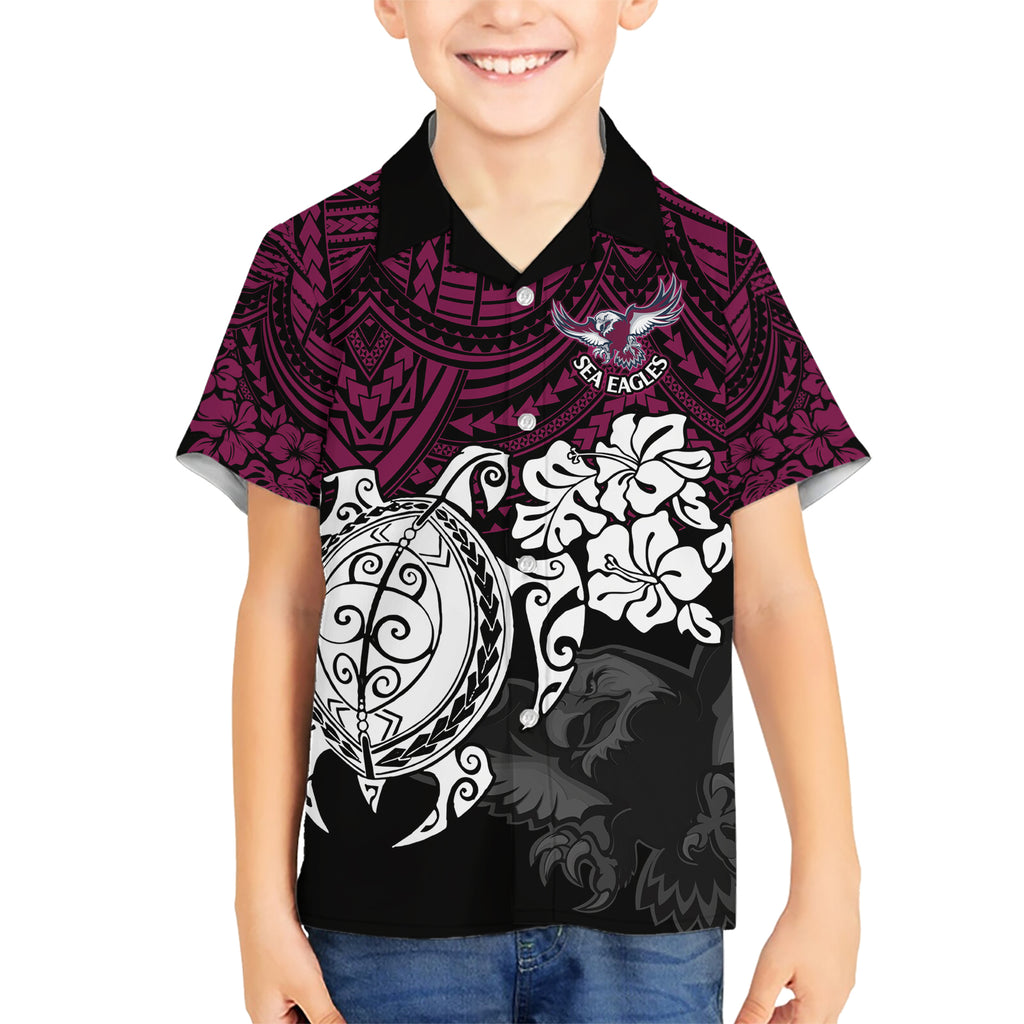 custom-sea-eagles-rugby-hawaiian-shirt-silvertails-hibiscus-and-turtle-with-polynesian-pattern