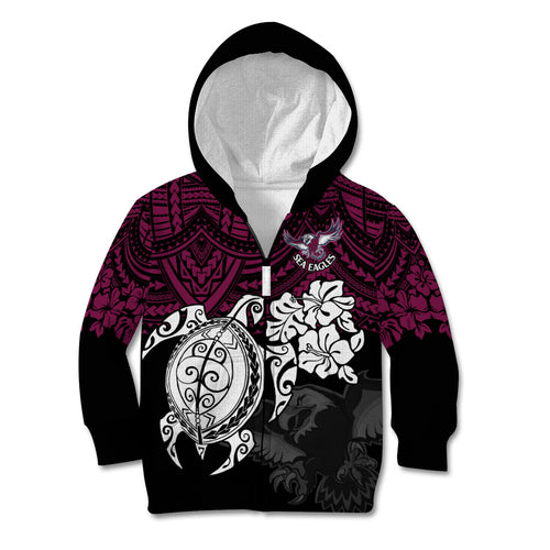 custom-sea-eagles-rugby-kid-hoodie-silvertails-hibiscus-and-turtle-with-polynesian-pattern