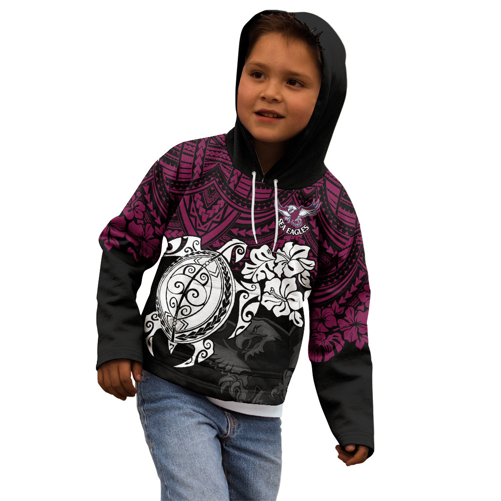 custom-sea-eagles-rugby-kid-hoodie-silvertails-hibiscus-and-turtle-with-polynesian-pattern