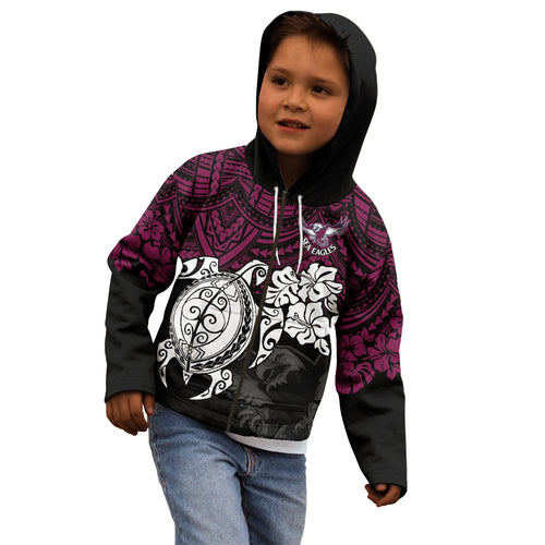 custom-sea-eagles-rugby-kid-hoodie-silvertails-hibiscus-and-turtle-with-polynesian-pattern