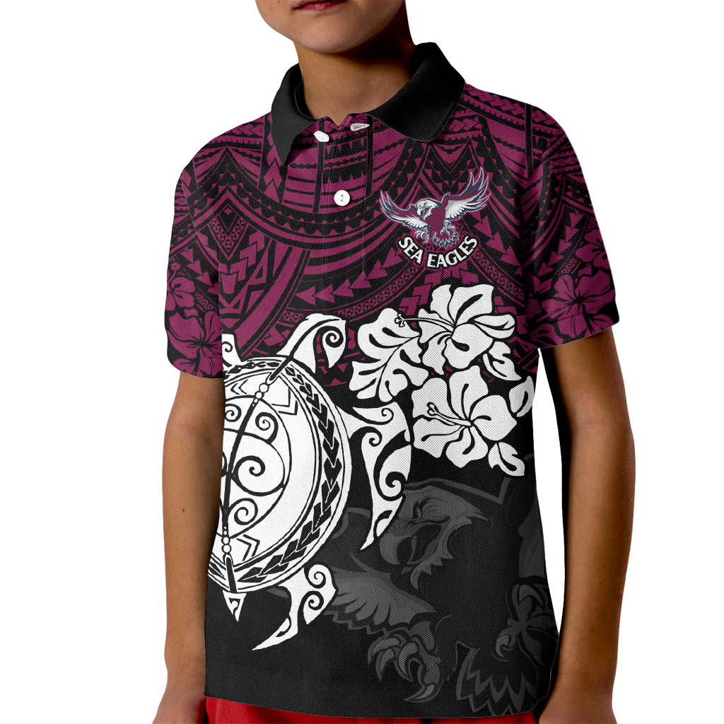 custom-sea-eagles-rugby-kid-polo-shirt-silvertails-hibiscus-and-turtle-with-polynesian-pattern