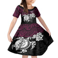 custom-sea-eagles-rugby-kid-short-sleeve-dress-silvertails-hibiscus-and-turtle-with-polynesian-pattern