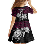 custom-sea-eagles-rugby-kid-short-sleeve-dress-silvertails-hibiscus-and-turtle-with-polynesian-pattern