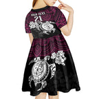 custom-sea-eagles-rugby-kid-short-sleeve-dress-silvertails-hibiscus-and-turtle-with-polynesian-pattern