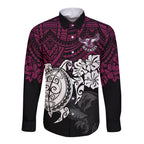 custom-sea-eagles-rugby-long-sleeve-button-shirt-silvertails-hibiscus-and-turtle-with-polynesian-pattern