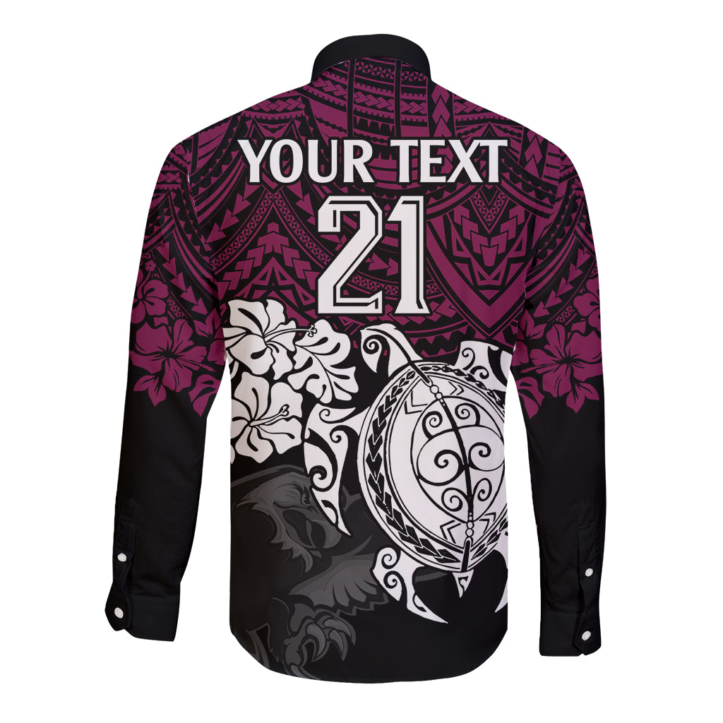 custom-sea-eagles-rugby-long-sleeve-button-shirt-silvertails-hibiscus-and-turtle-with-polynesian-pattern
