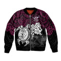 custom-sea-eagles-rugby-sleeve-zip-bomber-jacket-silvertails-hibiscus-and-turtle-with-polynesian-pattern