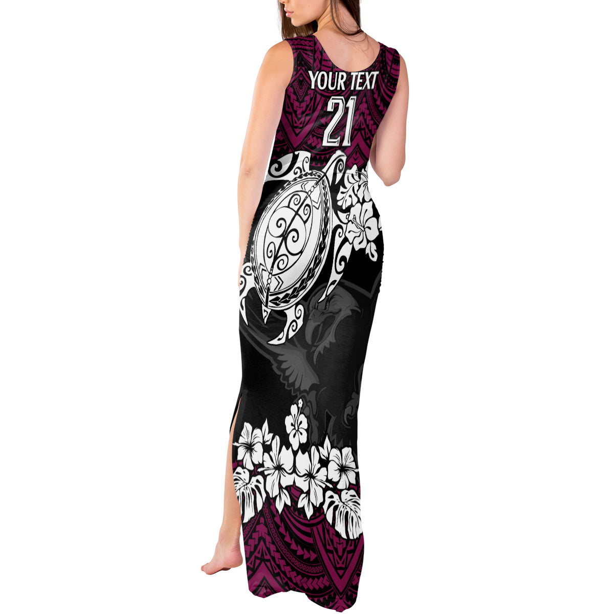 custom-sea-eagles-rugby-tank-maxi-dress-silvertails-hibiscus-and-turtle-with-polynesian-pattern