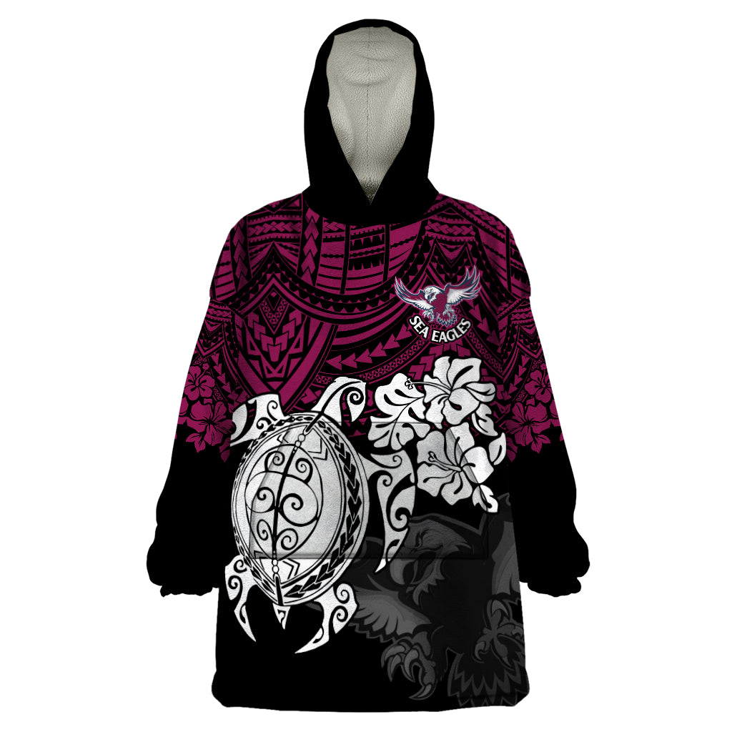 custom-sea-eagles-rugby-wearable-blanket-hoodie-silvertails-hibiscus-and-turtle-with-polynesian-pattern