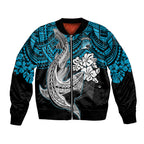 custom-sharks-rugby-bomber-jacket-hibiscus-and-sharkies-tattoo-with-polynesian-pattern