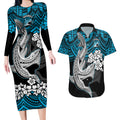 custom-sharks-rugby-couples-matching-long-sleeve-bodycon-dress-and-hawaiian-shirt-hibiscus-and-sharkies-tattoo-with-polynesian-pattern