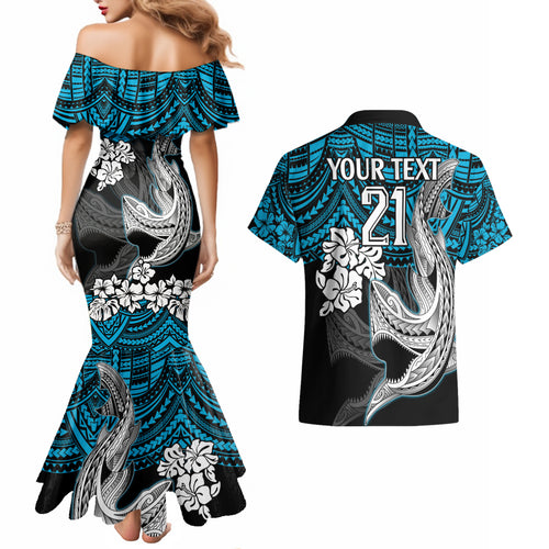 custom-sharks-rugby-couples-matching-mermaid-dress-and-hawaiian-shirt-hibiscus-and-sharkies-tattoo-with-polynesian-pattern