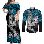 custom-sharks-rugby-couples-matching-off-shoulder-maxi-dress-and-long-sleeve-button-shirt-hibiscus-and-sharkies-tattoo-with-polynesian-pattern