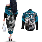 custom-sharks-rugby-couples-matching-off-the-shoulder-long-sleeve-dress-and-long-sleeve-button-shirt-hibiscus-and-sharkies-tattoo-with-polynesian-pattern