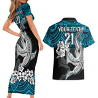 custom-sharks-rugby-couples-matching-short-sleeve-bodycon-dress-and-hawaiian-shirt-hibiscus-and-sharkies-tattoo-with-polynesian-pattern
