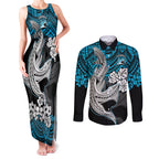 custom-sharks-rugby-couples-matching-tank-maxi-dress-and-long-sleeve-button-shirt-hibiscus-and-sharkies-tattoo-with-polynesian-pattern