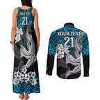 custom-sharks-rugby-couples-matching-tank-maxi-dress-and-long-sleeve-button-shirt-hibiscus-and-sharkies-tattoo-with-polynesian-pattern
