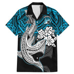 custom-sharks-rugby-family-matching-mermaid-dress-and-hawaiian-shirt-hibiscus-and-sharkies-tattoo-with-polynesian-pattern