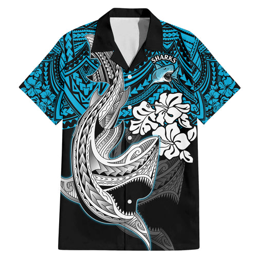 custom-sharks-rugby-family-matching-mermaid-dress-and-hawaiian-shirt-hibiscus-and-sharkies-tattoo-with-polynesian-pattern