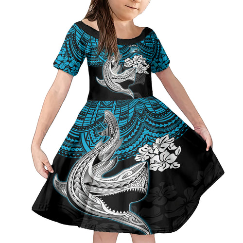custom-sharks-rugby-family-matching-off-shoulder-long-sleeve-dress-and-hawaiian-shirt-hibiscus-and-sharkies-tattoo-with-polynesian-pattern