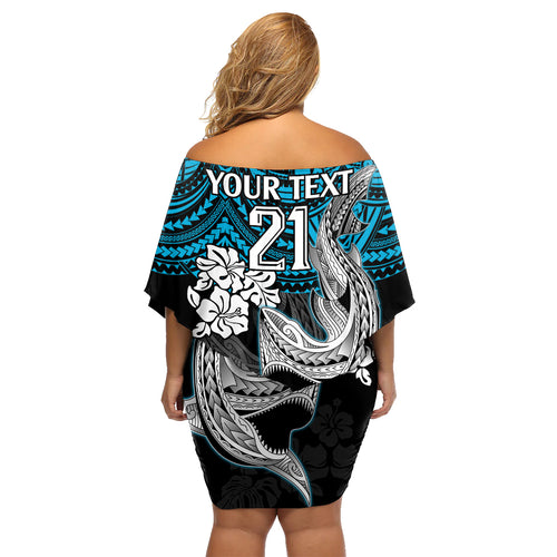 custom-sharks-rugby-family-matching-off-shoulder-short-dress-and-hawaiian-shirt-hibiscus-and-sharkies-tattoo-with-polynesian-pattern