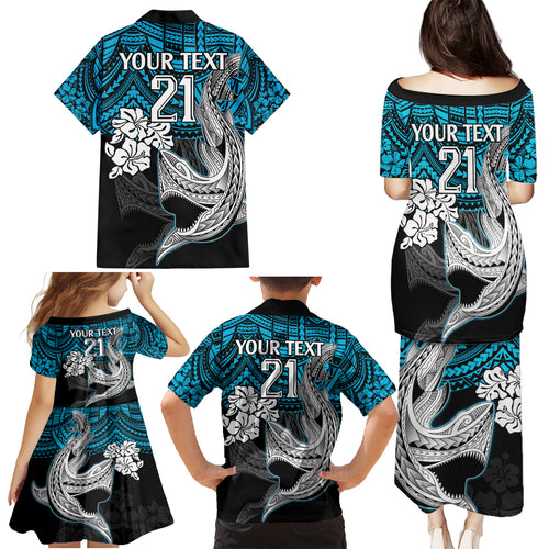 custom-sharks-rugby-family-matching-puletasi-dress-and-hawaiian-shirt-hibiscus-and-sharkies-tattoo-with-polynesian-pattern