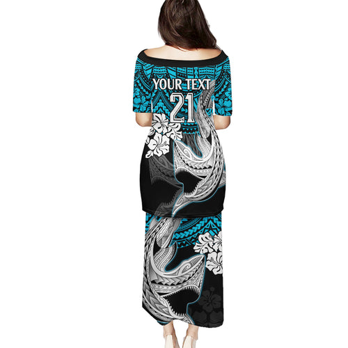 custom-sharks-rugby-family-matching-puletasi-dress-and-hawaiian-shirt-hibiscus-and-sharkies-tattoo-with-polynesian-pattern