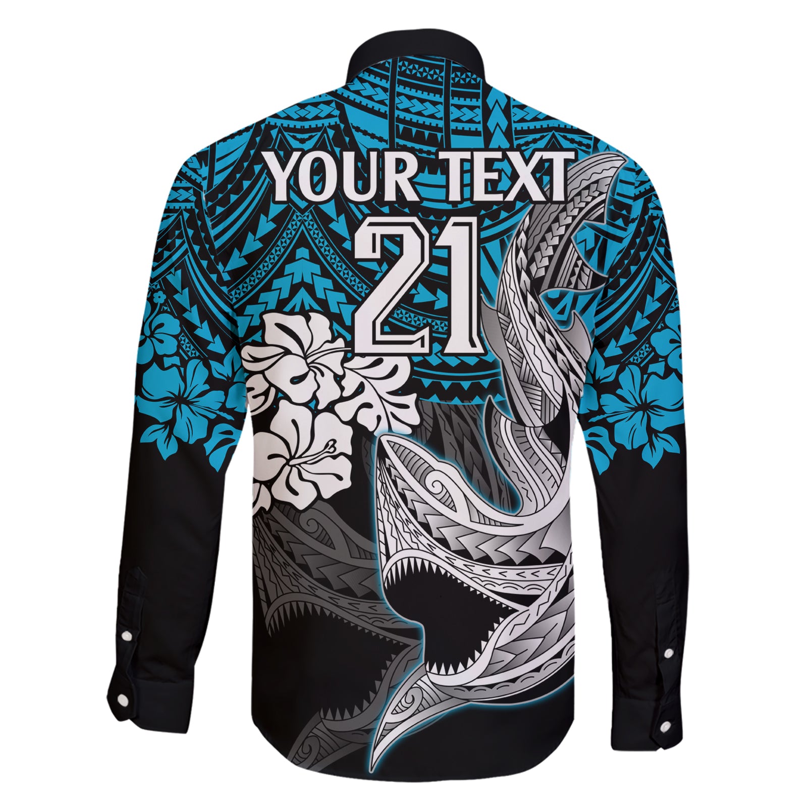 custom-sharks-rugby-family-matching-short-sleeve-bodycon-dress-and-hawaiian-shirt-hibiscus-and-sharkies-tattoo-with-polynesian-pattern