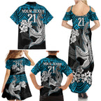 custom-sharks-rugby-family-matching-summer-maxi-dress-and-hawaiian-shirt-hibiscus-and-sharkies-tattoo-with-polynesian-pattern