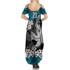 custom-sharks-rugby-family-matching-summer-maxi-dress-and-hawaiian-shirt-hibiscus-and-sharkies-tattoo-with-polynesian-pattern