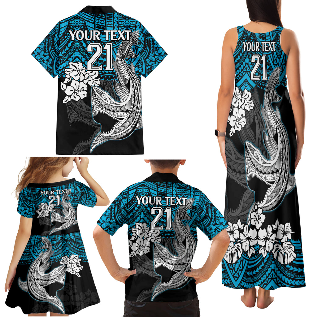 custom-sharks-rugby-family-matching-tank-maxi-dress-and-hawaiian-shirt-hibiscus-and-sharkies-tattoo-with-polynesian-pattern