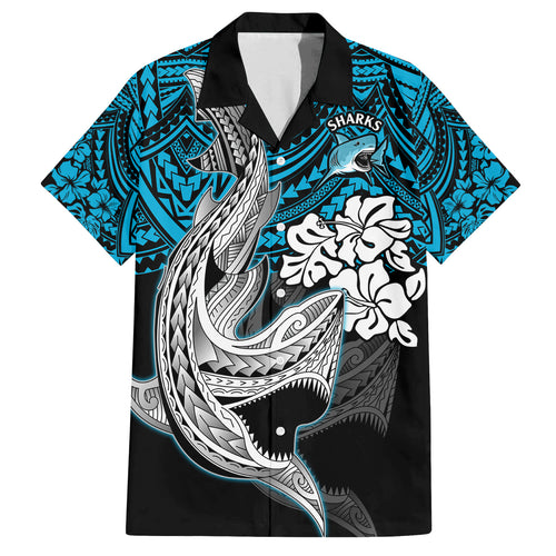 custom-sharks-rugby-family-matching-tank-maxi-dress-and-hawaiian-shirt-hibiscus-and-sharkies-tattoo-with-polynesian-pattern