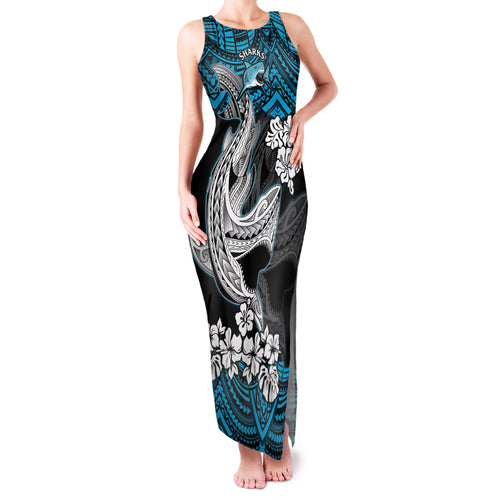 custom-sharks-rugby-family-matching-tank-maxi-dress-and-hawaiian-shirt-hibiscus-and-sharkies-tattoo-with-polynesian-pattern