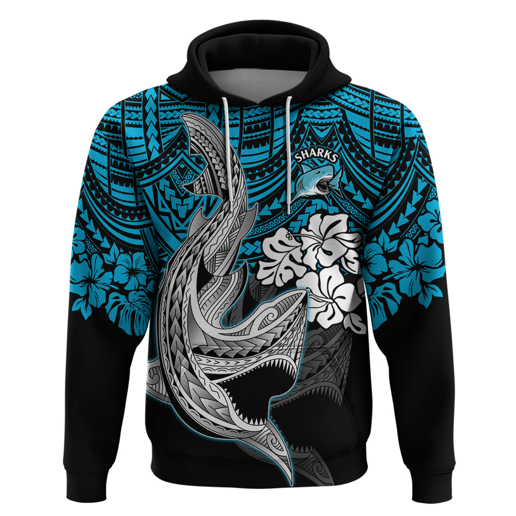 custom-sharks-rugby-hoodie-hibiscus-and-sharkies-tattoo-with-polynesian-pattern