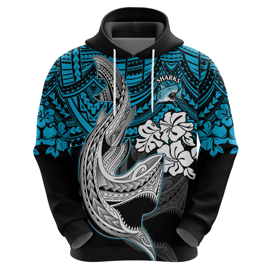 custom-sharks-rugby-hoodie-hibiscus-and-sharkies-tattoo-with-polynesian-pattern