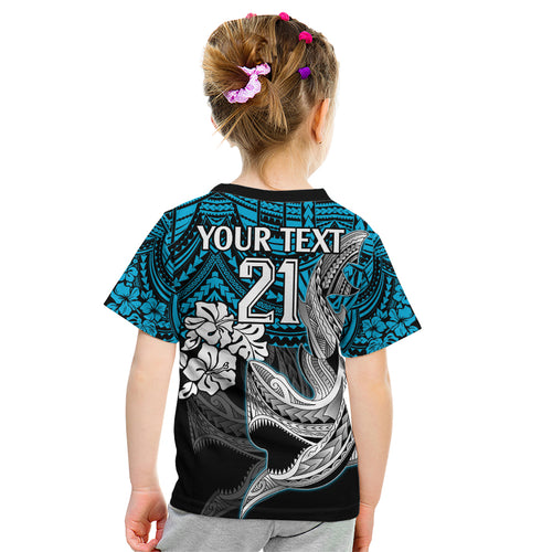 custom-sharks-rugby-kid-t-shirt-hibiscus-and-sharkies-tattoo-with-polynesian-pattern